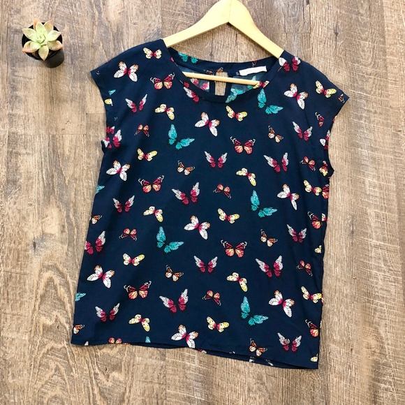 Abercrombie & Fitch Tops - Abercrombie & Fitch Butterfly Print Top Blouse EUC
